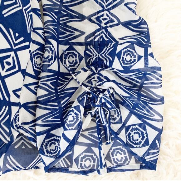 BEACHLUNCHLOUNGE Blue White Sheer Boho Blouse Top size Small - Picture 6 of 8